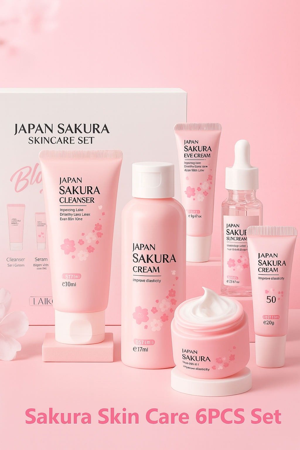 ✨ Sakura Skincare Kit – 6-Piece Korean Beauty Set